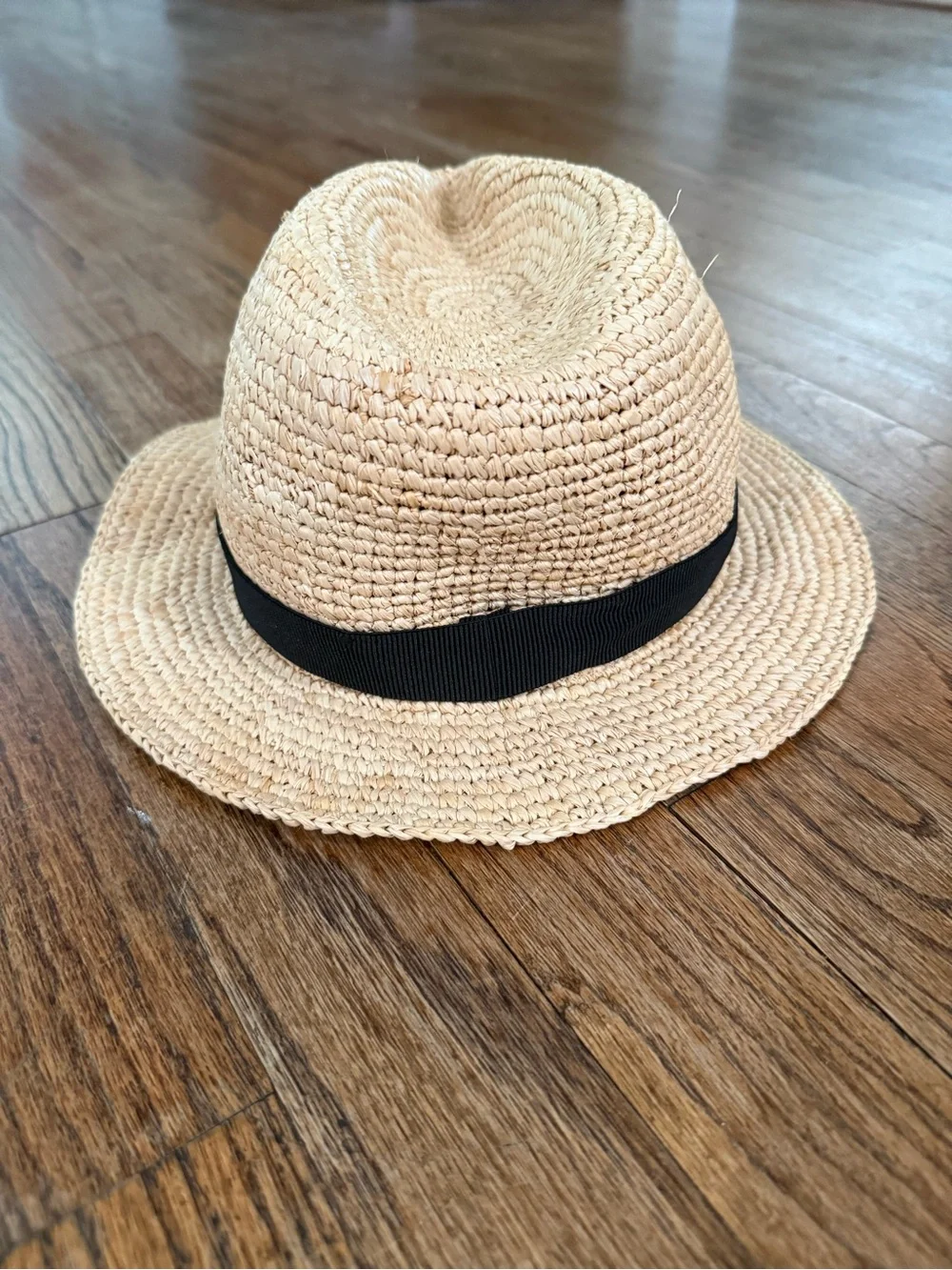 J. Crew Straw Fedora with Black Band
